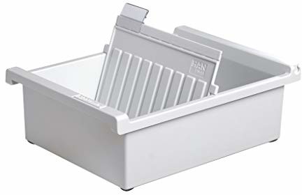 HAN Pojemnik na karty DIN A6 w poprzek innowacyjny, atrakcyjny design na 800 kart, w zestawie 1 płyta podporowa z widoczną podziałką, jasnoszary, 966-0-11 966-0-11