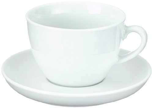 Ego Esmeyer 433 213 6 filiżanki do cappuccino 0,30 L, ze spodkiem wykonana z białego, ciężkich porcelana Kształt Bistro Uni Biały 433-213