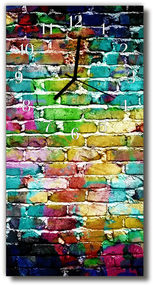 tulup pl Zegar Szklany Pionowy Kolorowe ściany mur 30x60cm