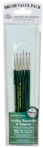 Royal Langnickel Royal & Lang Niklowo-9139  złota taklon kupisz 6-częściowy zestaw pędzli do szczegółów podczas pracy RSET-9139
