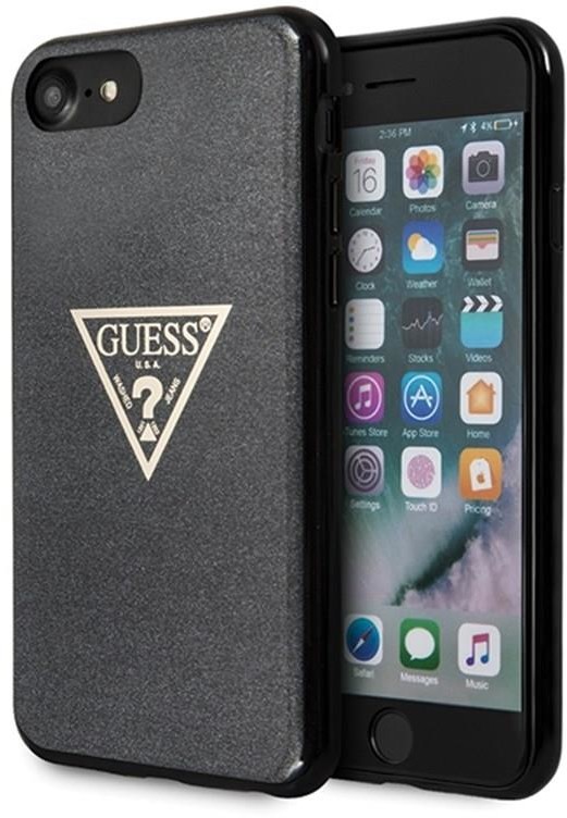 Guess Solid Glitter Triangle etui do iPhone 8 / 7 czarne GUHCI8SGTLBK