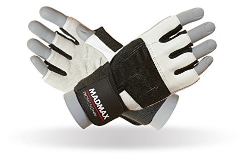 MADMAX madmax Professional Exclusive rękawice siłownia fitness podnoszenie ciężarów rękawice męskie rękawiczki Bodybuilding Workout Sports Training, biały, s MFG-269-WHT