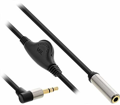 InLine 99253C Slim kabel audio jack 3,5 mm ST kątowy/BU, z regulacją głośności, 0,25 m 99253C