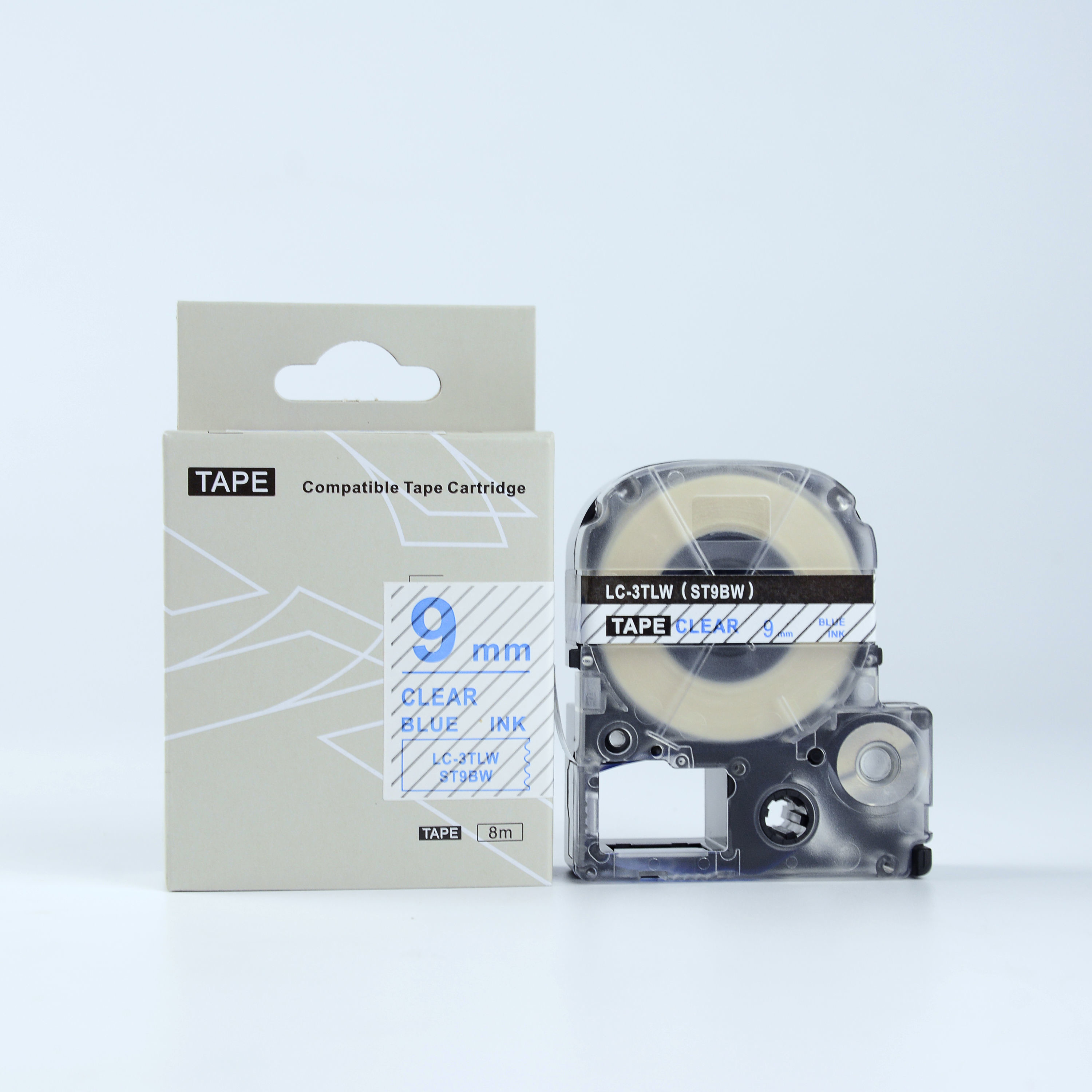 Epson LK-ST9BW, 9mm x 9m, niebieski druk / przezroczysty podkład, taśma zamiennik