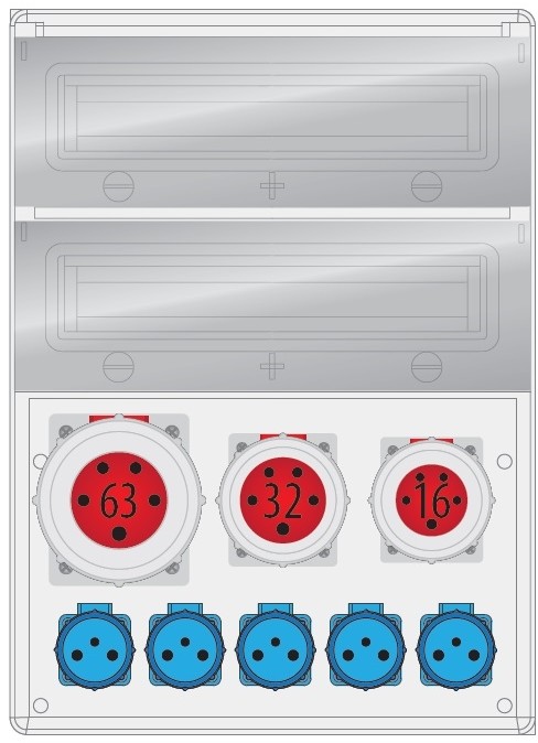 Pawbol Rozdzielnica MAX BOX-32S 1x63/5 1x32/5 1x16/5 5x230V IP65 B.MAX-32S-1 B.MAX-32S-1
