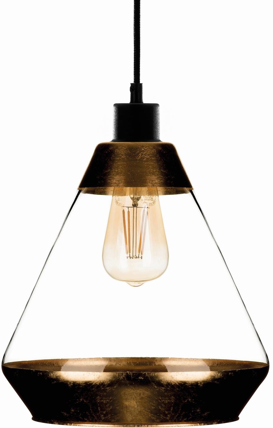Euluna Lampa wisząca Lonceng ze szkła, dekor złoty