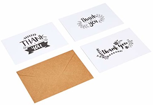 Amazon Basics AmazonBasics kartki z podziękowaniami, czarno-białe, 48 kartek i kopert NC10215248K
