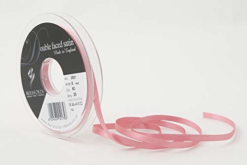 Berisfords Berisfords podwójna twarz satynowa wstążka, ciemnoróżowa, 5 mm 3501 5MM DUSKY PINK 60