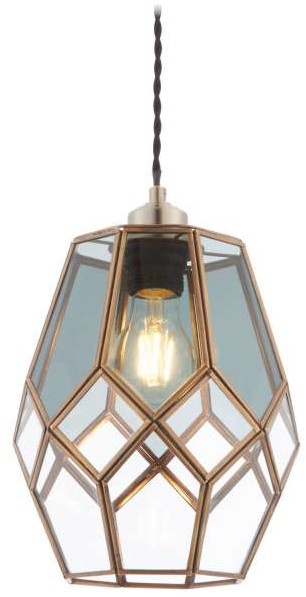 ART Endon Geometryczna LAMPA wisząca RIPLEY 73296 Endon szklana OPRAWA klatka zwis deco antyczny mosiądz przydymiony 73296