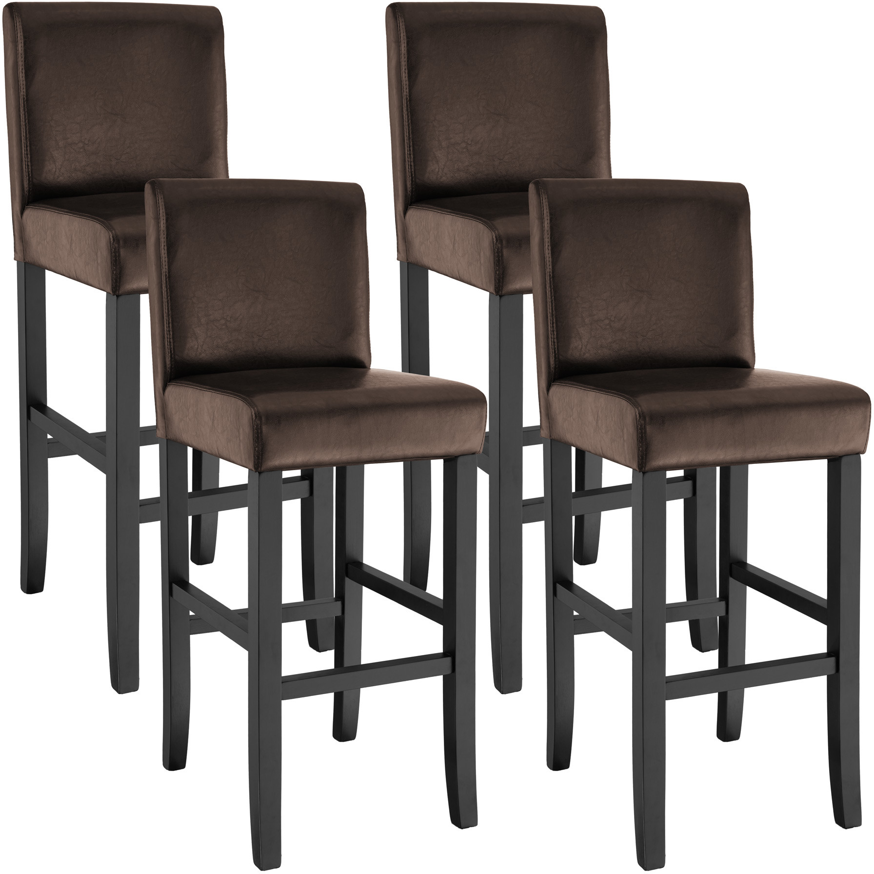 tectake 4 x Hoker stołek krzesło barowe - brązowy 403513