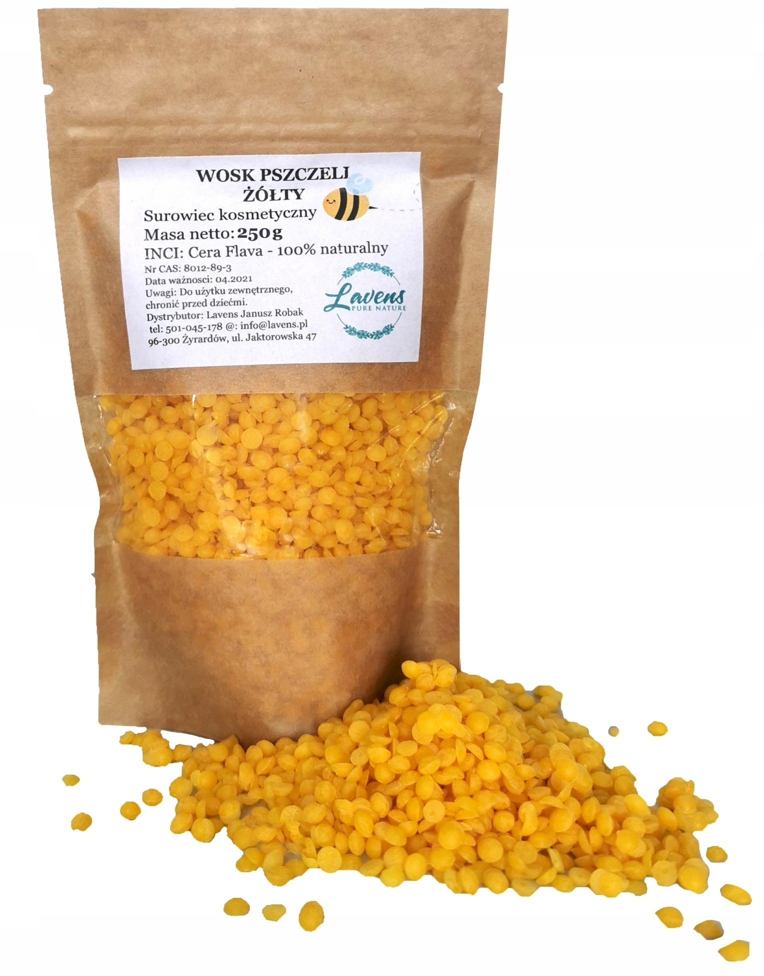 Wosk Pszczeli Żółty Naturalny Płatkowany 250g