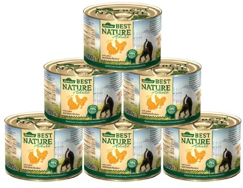 Dehner Best Nature karma dla kotów, drób i wątroba, 6 x 200 g (1,2 kg)