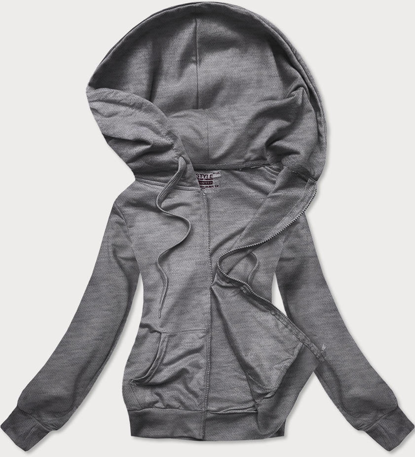 J.STYLE ROZPINANA BLUZA DAMSKA Z KAPTUREM CIEMNY SZARY (W08-5) - J.STYLE
