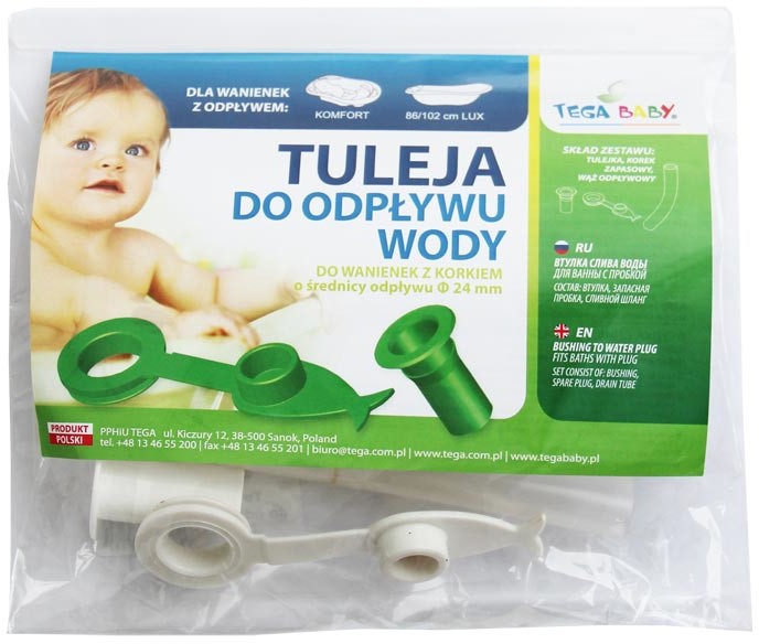 Tega Baby Tega Tuleja TG-140 Zestaw do odpływu wody do wanienek 86/102 cm z odpływem oraz do wanienek komfort 36767
