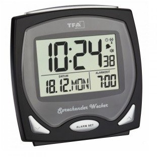 TFA Dostmann TFA-Dostmann rozmawiający budzik radiowy TFA 60.2541.01 budzik radiowy w języku niemieckim 60.2541.01