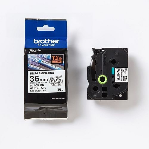 Brother TZ-SL261 / TZe-SL261, 36mm x 8m, černý tisk / bílý podklad, originální páska