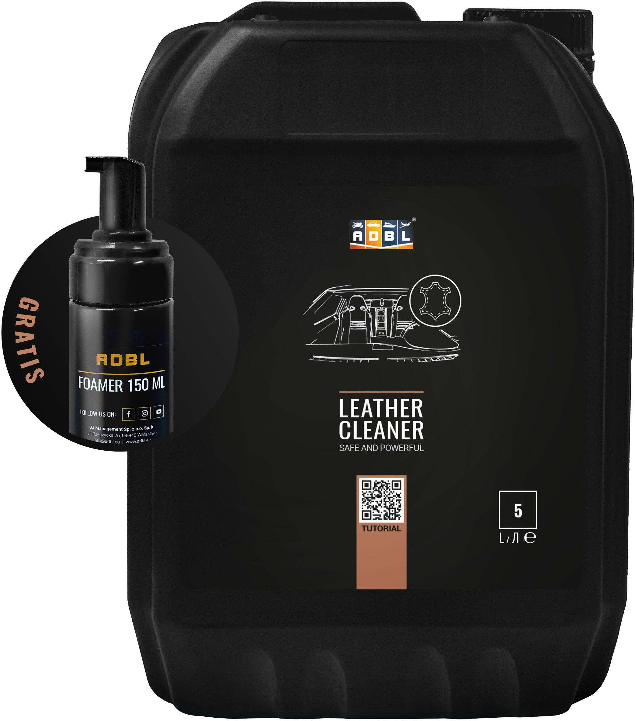 Adbl ADBL Leather Cleaner  produkt do czyszczenia skóry, nie wysusza powierzchni 5l ADB000273