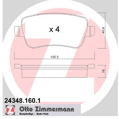 ZIMMERMANN Zestaw klocków hamulcowych, hamulce tarczowe 24348.160.1