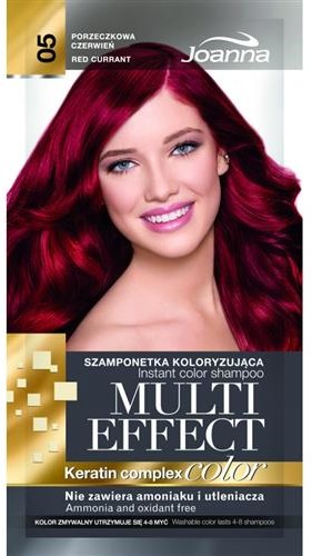 Joanna JOANNA_Multi Effect Keratin Complex Color Instant Color Shampoo szamponetka koloryzująca 05 Porzeczkowa Czerwień 35g