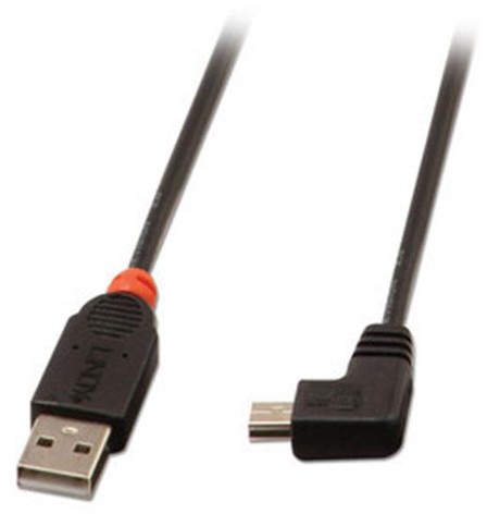 LINDY USB 2.0 kabel typ A/mini-B 90 ° Angled, czarny 0,5 m 31970
