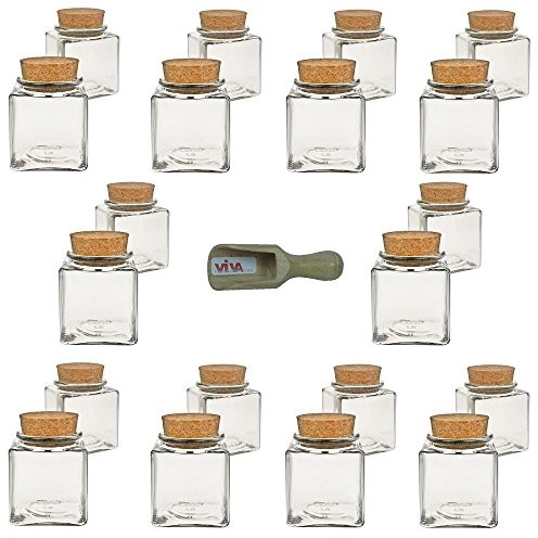 Viva Haushaltswaren pojemniki na przyprawy ze szkła, z zamknięciem z korka, przyprawniki, słoiki na przyprawy, sól itp.  wielokrotnego użytku, 100 ml #22443#