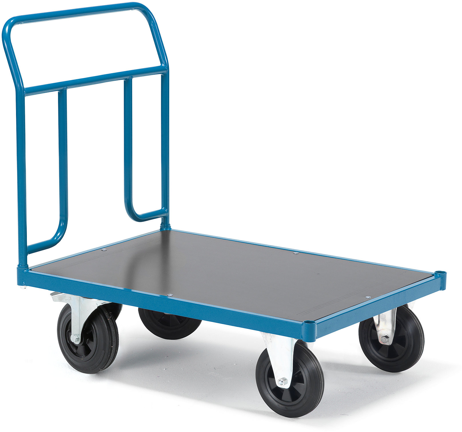 AJ Produkty Wózek platformowy TRANSFER, 1 stalowa rama końcowa, 1000x700 mm, gumowe koła, z hamulcem
