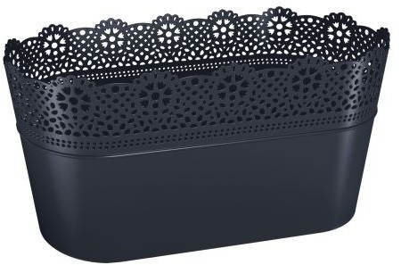 Prosperplast Doniczka ażurowa Lace, antracyt