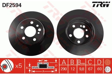 TRW Tarcza hamulcowa DF2594