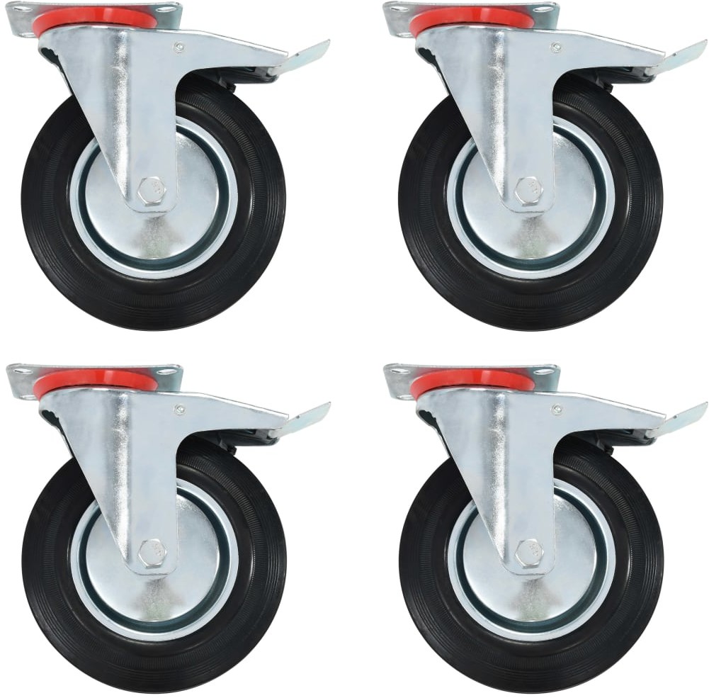 vidaXL vidaXL Kółka skrętne z podwójnymi hamulcami, 4 szt., 200 mm