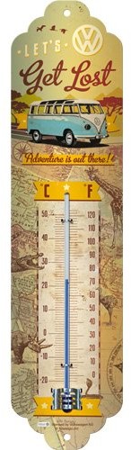 Nostalgic-Art 80306 termometr z motywem Volkswagen Bulli i napisem Let's Get Lost 80306