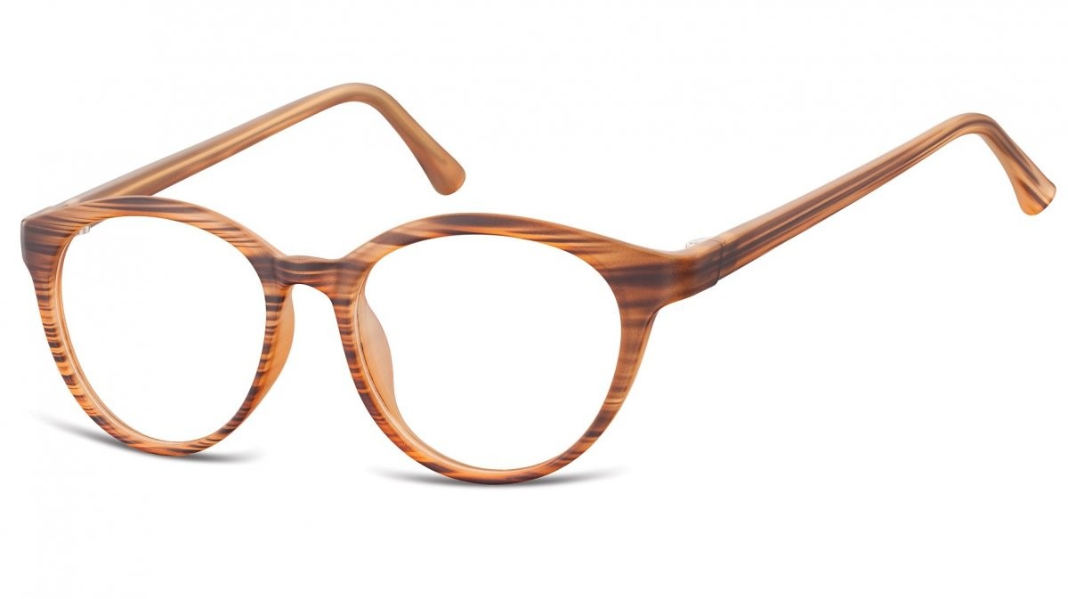 Sunoptic Oprawki korekcyjne okrągłe Lenonki zerówki CP140G brązowe-imitacja drewna CP140G