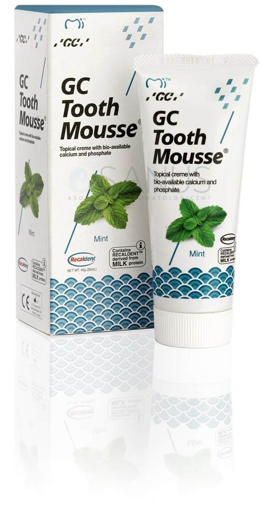 GC Tooth Mousse Płynne szkliwo ochronna pasta bez fluoru, 35 ml, smak Mięta Pas000218