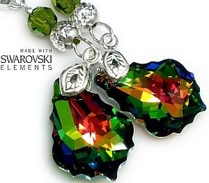 Arande SWAROVSKI piękny komplet VITRAIL OLIVINE SREBRO 1885259686