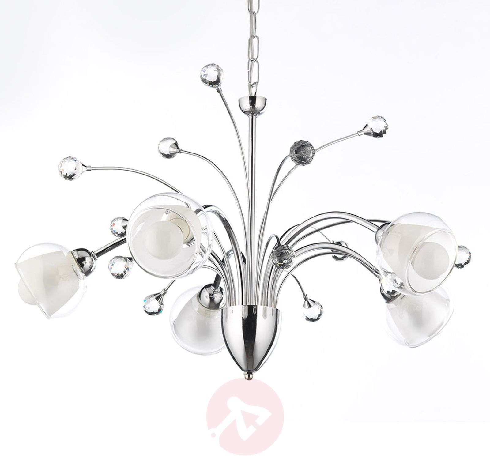 ONLI Lampa wisząca Diamante chrom pięć szklanych kloszy