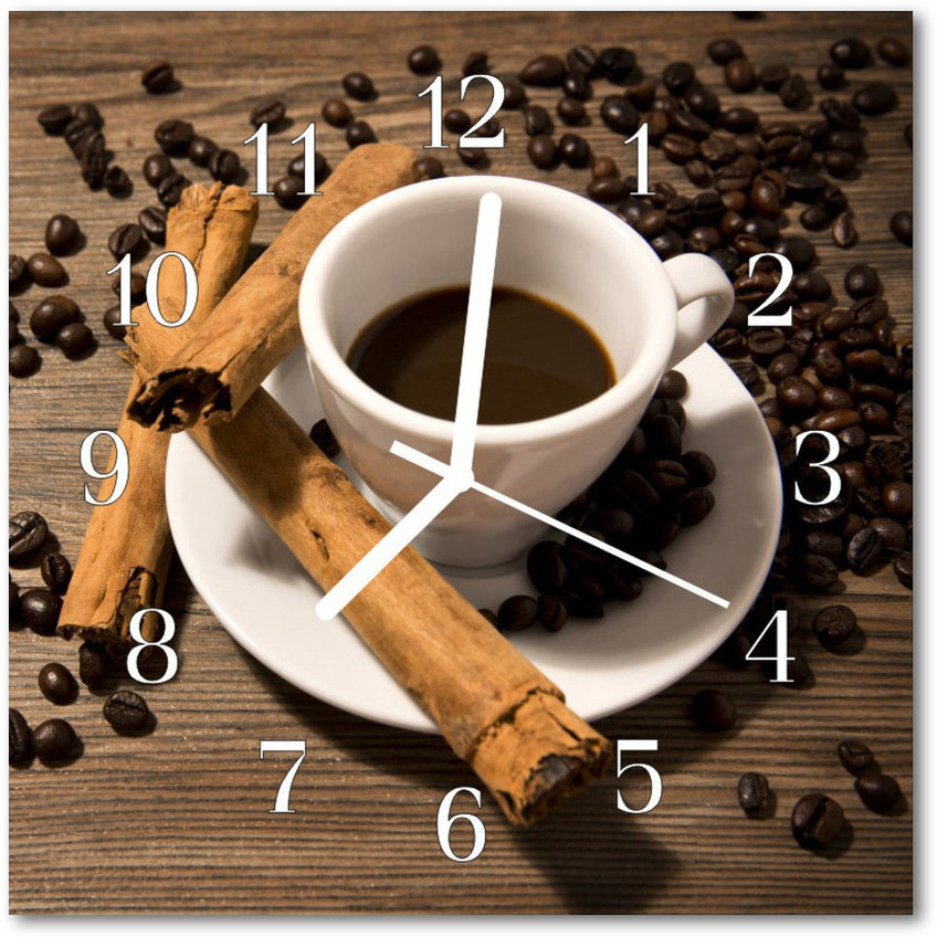 tulup pl Zegar szklany kwadratowy Kawa cynamonowa 30x30cm