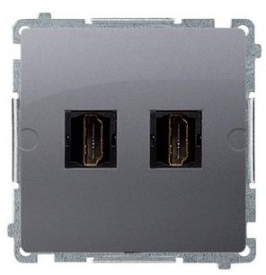 Kontakt Simon Kontakt_Simon Gniazdo HDMI podwójne (moduł) srebrny mat BMGHDMI2.01/43