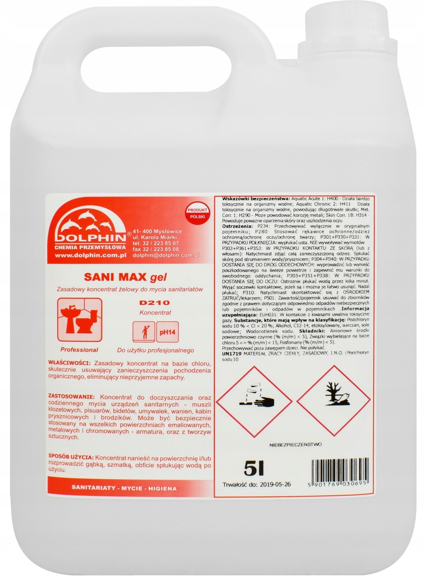 Sani Max Gel Żel Chlor do urządzeń sanitarnych 5L