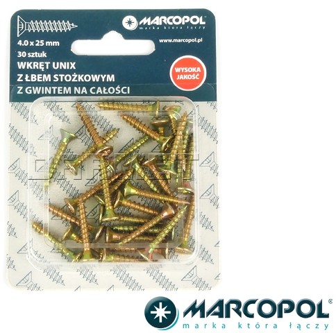 Wkręty uniwersalne 4 x 25 mm, 30 szt. - MARCOPOL (QB2141) QB2141