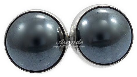 Arande HEMATYT SREBRO PIĘKNE KOLCZYKI OPRAWA SZTYFT 9MM