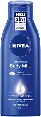 NIVEA Nivea bogaty w składniki odżywcze do ciała (400 ml), do pielęgnacji nawilżającej przez 48 godzin, balsam do suchej skóry z serum do głębokiej pielęgnacji, olejek migdałowy i witaminą E