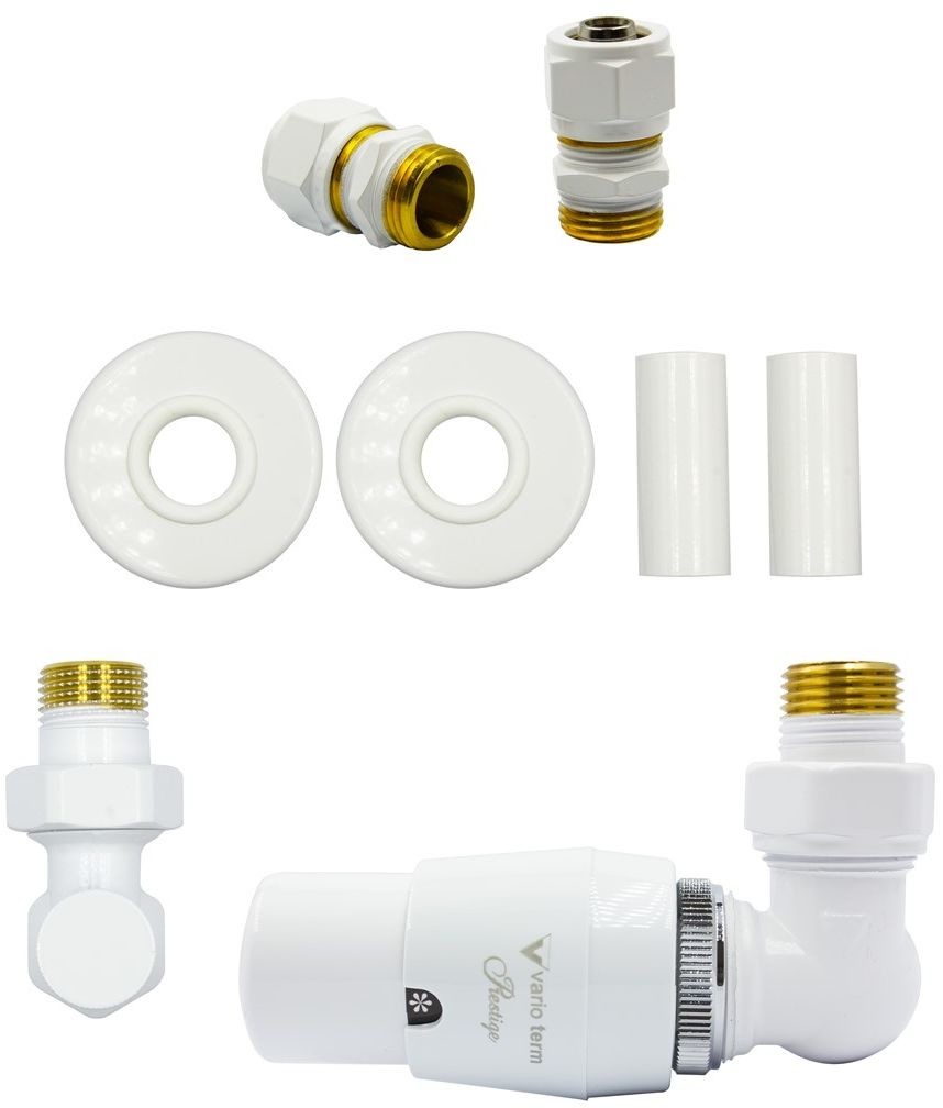 Varioterm Zawór termostatyczny trójosiowy MASTER All in One - biały mat alu-pex - PEX 16 mm prawy AEMAGS0221CFK/P(PEX)