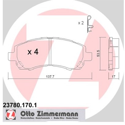 ZIMMERMANN Zestaw klocków hamulcowych, hamulce tarczowe 23780.170.1
