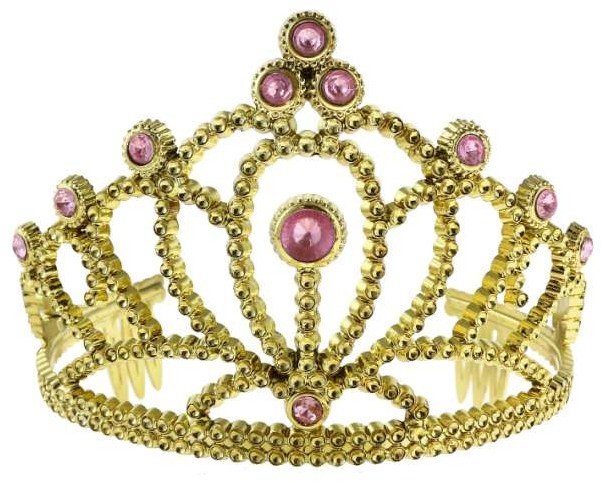 Diadem party, złoty z różowymi perłami DIROP-YH