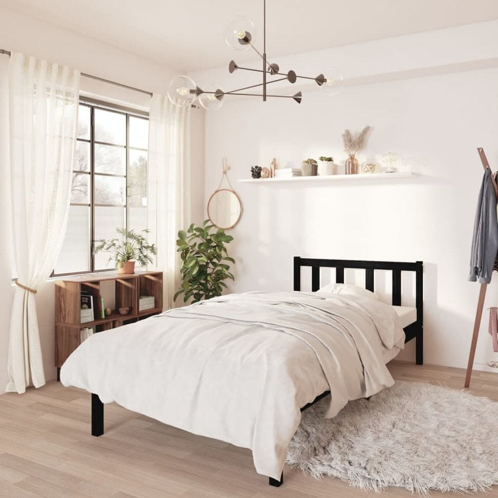 vidaXL Rama łóżka czarna z litego drewna sosnowego 100 x 200 cm 810076