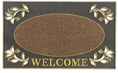 JVL jvl Welcome Metallic-Look prostokątny Floral Hard wejście zawsze mieć przy sobie podłogowa wycieraczka, PCW, złoty i czarny 01-921GD