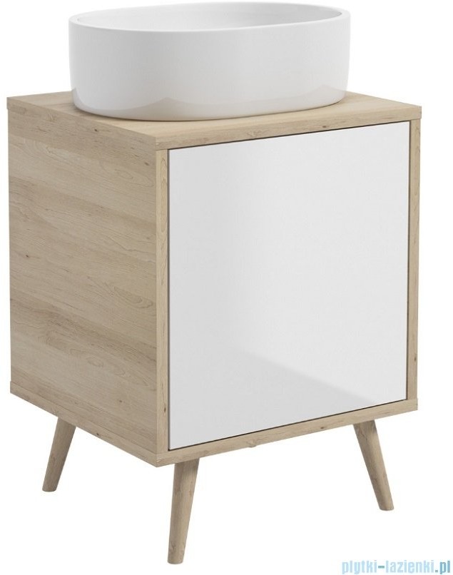 Oltens Oltens Hedvig szafka 50 cm podumywalkowa wisząca biały połysk/dąb nova 60202060