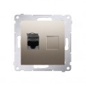 Kontakt Simon 54 Gniazdo komputerowe pojedyncze RJ45 kat 6 z przesłoną przeciwkurzową złoty mat Kontakt 54 D61.01/44