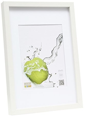 Deknudt Basic Frame drewniana ramka na zdjęcia z passe-partout, różne rozmiary do wyboru w przedziale od 13x18 cm do 40x60 cm, biały, 20 x 30 cm S40AK1-P1-20.0X30.0