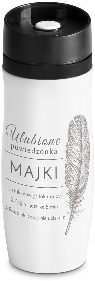 Murrano Kubek Termiczny Termos Biały Pióro GRAWER KUB-B-008