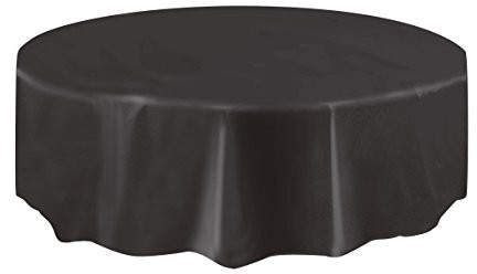 Unique Party Supplies Obrus okrągły z tworzywa sztucznego, 213,3 cm, pojedyncze opakowanie, czarny (50033)